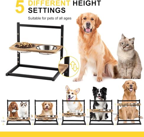 أوعية مرتفعة للكلاب مع وعاءين من الفولاذ المقاوم للصدأ، وعاء مرتفع للكلاب يمكن تعديله إلى 5 ارتفاعات 3.1 بوصة، 9 بوصة، 10 بوصة، 11 بوصة، 12 بوصة حامل وعاء للكلاب الكبيرة والمتوسطة والصغيرة (رمادي) in Kuwait