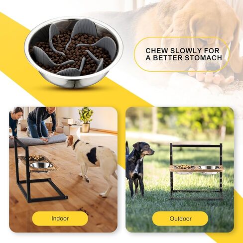 أوعية مرتفعة للكلاب مع وعاءين من الفولاذ المقاوم للصدأ، وعاء مرتفع للكلاب يمكن تعديله إلى 5 ارتفاعات 3.1 بوصة، 9 بوصة، 10 بوصة، 11 بوصة، 12 بوصة حامل وعاء للكلاب الكبيرة والمتوسطة والصغيرة (رمادي) in Kuwait