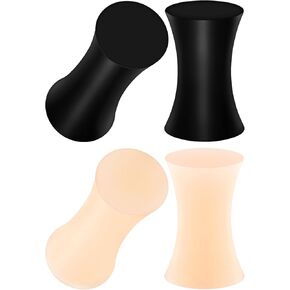BIG GAUGES 2 Pairs Silicone Dark Skin Double Flared Black Solid Piercing Jewelry Ear Stretcher Plugs Flesh Earring Lobe
