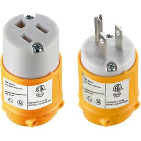 Extension Cord Male Ends 10 Pcs, 15 Amp 125 Volt NEMA 5-15 Heavy Duty Electrical Replacement Plug 3 Prong Industrial Grade Straight Blade Grounding Type, ETL Listed
