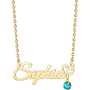 CoolJewelry Personalized Name Necklace Heart Symbol Copper Jewelry for Girls Name Necklace for Women Gold Name Necklace
