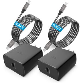 45W Super Fast Charger Type C, [2 Pack] 45 Watt USB-C Charger PD/PPS Wall Charging Block for Samsung Galaxy S22 Ultra/S22+/S22/S21/S20 Ultra/Note 20/10 Plus, Galaxy Tab S8+/S7(with 2X 6.6ft Cables)