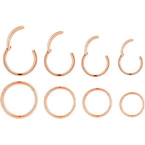 18G Surgical Steel Nose Rings Hoop Hinged Clicker Segment Helix Cartilage Daith Tragus Earrings Body Piercing Jewelry for Women Men Girls 6mm 8mm 10mm 12mm 4 pairs