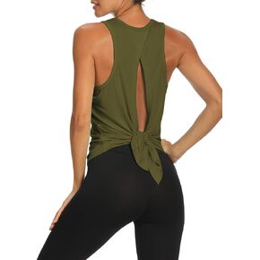 Bestisun Workout Tops Open Back Shirts Gym Workout Clothes Tie Back Musle Tank for Women