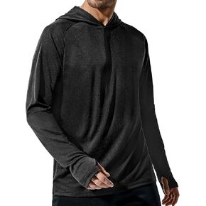 Haimont Men's Long Sleeve Lightweight Sun Hoodie UPF 50+ UV Protection Shirt Quick Dry Athletic Loose Fit with Thumbholes