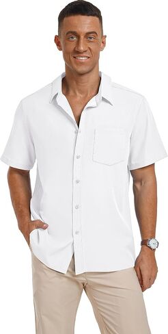 PEGENO Men's Flower Casual Button Down Short Sleeve Hawaiian Shirt in Kuwait