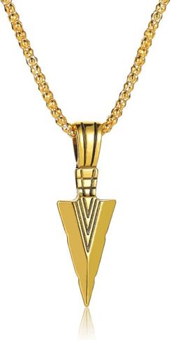 Arrowhead Pendant Necklace, Stainless Steel Spearpoint Necklace for Men Biker Streetwear Costume Jewelry in Kuwait