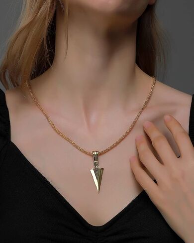 Arrowhead Pendant Necklace, Stainless Steel Spearpoint Necklace for Men Biker Streetwear Costume Jewelry in Kuwait