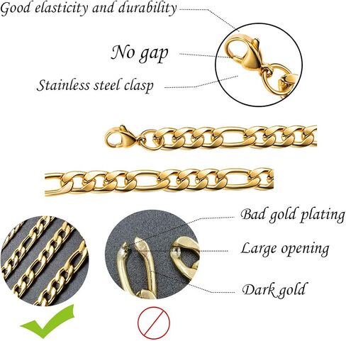 Figaro Chain Necklace Stainless Steel Real Gold Plated Chains for Men Women Jewelry Gift for Men Women in Kuwait