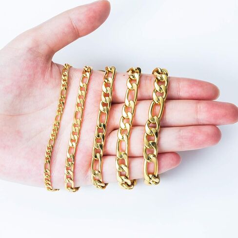Figaro Chain Necklace Stainless Steel Real Gold Plated Chains for Men Women Jewelry Gift for Men Women in Kuwait