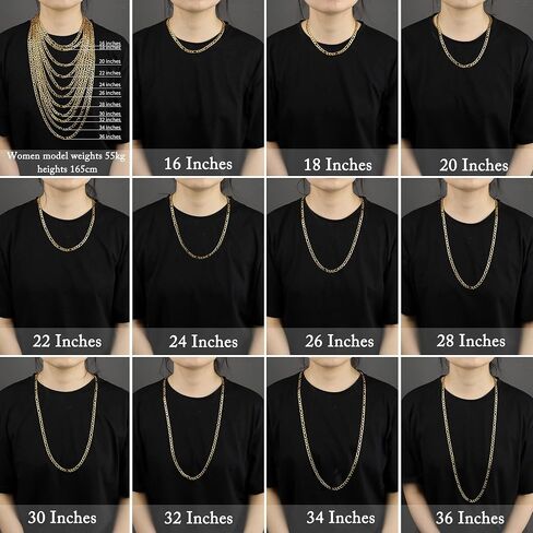 Figaro Chain Necklace Stainless Steel Real Gold Plated Chains for Men Women Jewelry Gift for Men Women in Kuwait
