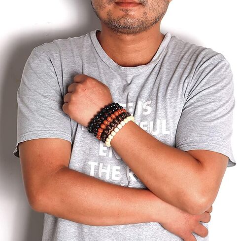 MILAKOO 5 Pcs Wooden Beaded Bracelet Bangle for Men and Women Elastic in Kuwait