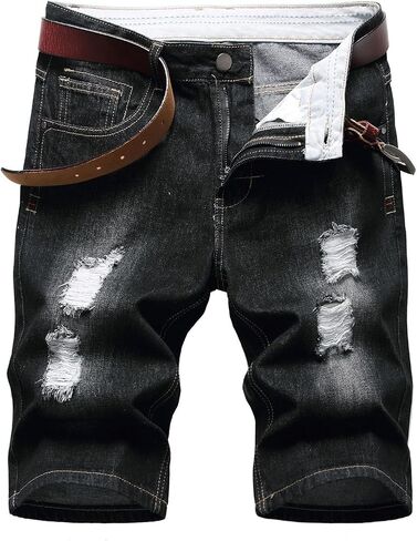 Litteking Men's Ripped Jean Shorts Casual Distressed Denim Shorts Summer Short Pants with Pockets in Kuwait