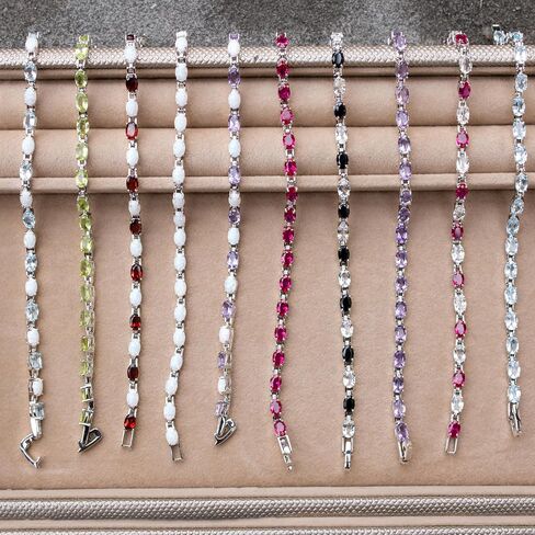 Silver Smile 925 Sterling Silver Gemstone Bracelets for Women and Girls|Attractive Tennis Bracelet in 7.25" Length with Secure Lock |Comes in a Suede Pouch in Saudi Arabia