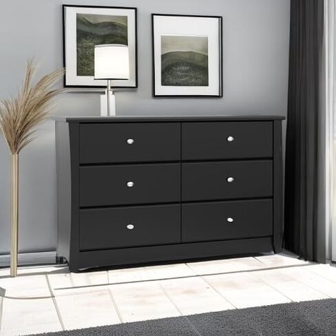 خزانة ذات 6 أدراج من Storkcraft Crescent (أسود) - معتمدة من GREENGUARD Gold، خزانة ملابس للحضانة، خزانة ذات 6 أدراج، خزانة أطفال، منظم درج خزانة الحضانة، خزانة ذات أدراج in Kuwait
