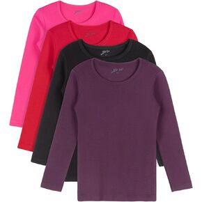 Brix Baby Toddler Girls' Long Sleeve - Tees Crew Neck Cotton Flexy 4 - Pack Ts.
