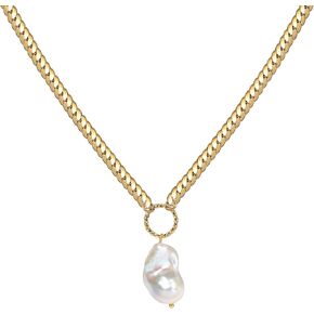 Natural Baroque Pears Pendant Necklace Gold Chain Necklace with Pearl Charm Pearls Satellite Choker Necklace 18K Gold Plated Paperclip Link Chain Necklaces for Women Jewelry in Kuwait