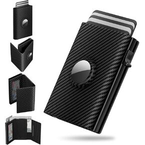 CHJGLNL Slim Wallet for Men - with Money Clip, Minimalist Wallet with Gift Box, Aluminum Pop Up Credit Card Holder, RFID Blocking | Premium Carbon Fiber Leather | 12 Card Capacity