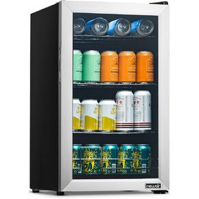 NewAir Beverage Refrigerator And Cooler, Free Standing Glass Door Refrigerator Holds Up To 126 Cans, Cools Down To 37 Degrees Perfect Beverage Organizer For Beer, Wine, Soda, Pop, And Cooler Drinks