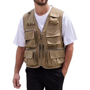 Yimoon Men’s Utility Vest Summer Outdoor Lightweight Cargo Safari Fishing Vests Shooting Travel Vest with Pockets