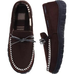 VLLy Mens Slippers Moccasins with Plush Lined Cozy House Bedroom Shoes for Men