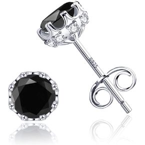 AMORAMOR & FOREVER 18K White Gold Plated Brilliant Cut Cubic Zirconia Stud Earrings For Women Men 8 Prong 8 Zirconia Sterling Silver Post Hypoallergenic CZ Stud Earrings