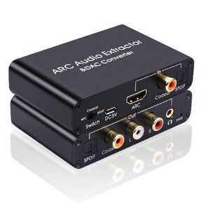HDMI ARC Audio Extractor,192KHz DAC Converter and ARC Audio Extractor, Digital to Analog Audio Converter,SPDIF Coaxial HDMI ARC to SPDIF Coaxial Stereo L/R 3.5mm Jack for TV