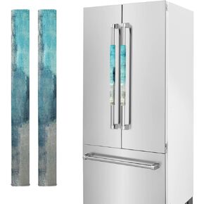 Modern Teal Turquoise Refrigerator Door Handle Covers Set of 2, Abstract Painting Washable Kitchen Appliance Handle Covers Home Decor for Dishwasher Microwave Oven, Fridge Door Cloth Protector