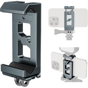 Metal Phone Tripod Mount Arca Port & Action Camera Adapter, Adjustable Smartphone Tripod Adapter Clamp Cell Phone Stand Holder Compatible with iPhone Plus PRO Max GoPro Samsung Galaxy Motorola Pixel