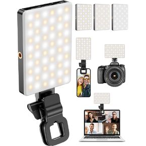 Selfie Lights and Cell Phone Fill Light for iPhone,3000mAh Rechargeable Clip on Light with 120 Led,CRI95+ Phone Light for Video Recording,Selfies,Live Streaming,Zoom Calls,YouTube,Makeup