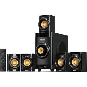 Small Subwoofer Home Theater for TV Surround System 5 Wired Speakers Amplifier 4 inch Woofer Built-in Receiver Support HDMI ARC Optical Bluetooth Input for Projector
