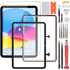 Touch Screen Digitizer for iPad 10th Gen 2022 A2696 A2757 A2777 10.9" Tablet Screen Replacement Panel Front Glass Repair Kit Replacement Black with Tool (No LCD Display)