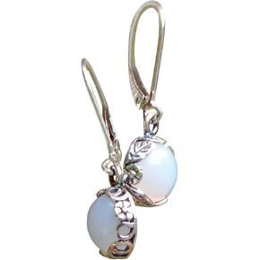 Recycled Vintage White 1960's Cold Cream Bottle Sterling Silver Botanical Leverback Earrings