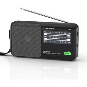 Portable Radio AM FM, Shortwave Radio with Large Knob, Big Speaker, and Headphone Jack,Transistor Radio with Best Reception for Seniors and Home (Black)