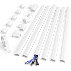 Delamu Cord Hider Wall, Cord Covers for Wires on Wall, Large Wire Covers for Cords Cable Hider, 94.5in Wire Hiders for TV on Wall Cable Cover, Easy Set up Cable Management Kit, 6X W1.0 H0.53in