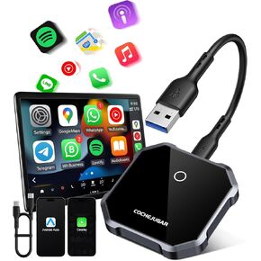محول CarPlay اللاسلكي، محول 2 في 1 مطور لعام 2024 لأجهزة Apple CarPlay وAndroid Auto تحويل سلكي إلى لاسلكي لنظام iOS 10 وAndroid 11 وما فوق متوافق مع سيارات CarPlay السلكية OEM