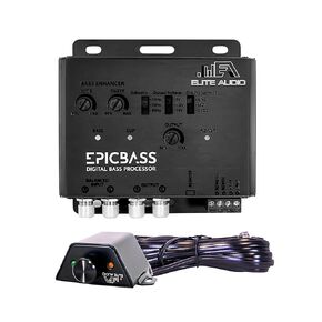 معالج الصوت الجهير الرقمي Epicbass من Elite Audio - مُعزز ومُستعيد صوت الجهير المدمج ثنائي القناة للإدخال/الإخراج مع PCB مضاد للتآكل، وفلتر دون سرعة الصوت، وجهاز التحكم عن بعد