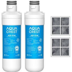 AQUA CREST LT1000PC ADQ747935 Refrigerator Water Filter and Air Filter, Replacement for LG® LT1000P®/PC/PCS, LMXS28626S, LFXS26973S, MDJ64844601, ADQ74793501, ADQ74793502 and LT120F®, 4 Combo