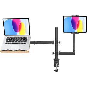 wishacc Laptop Stand clamp Mount with Gooseneck Tablet Holder Mount, Height Adjustable Book Stand Holder for Reading,Desktop Holder for Music Scores, Recipe, Tablet, Laptop,Textbook