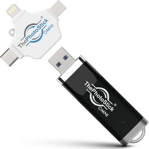 ThePhotoStick® Omni 128GB - Secure Photo & Video Backup and Transfer | Digital File Organization | USB & Multiport Connection for Phones, Tablets and Computers | Portable Memory | External Storage