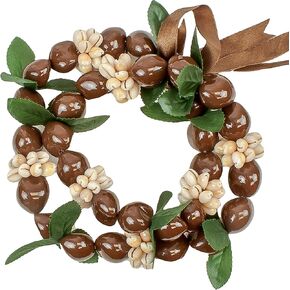 Hawaiian Leis Kukui Nut Beads Necklaces with Cowrie Shell for Men and Women 28" Adjustable Assorted Color Lei