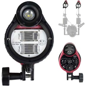 Seafrogs ST100 Pro Underwater Strobe Waterproof Camera Flash Light for Seafrogs Underwater Housing, Support 5 Pin Socket or Optic Cable Connection- [100m/325ft]