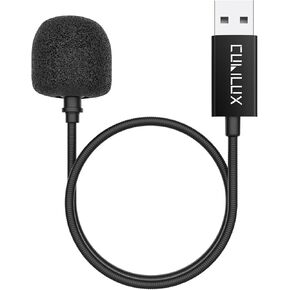 Cubilux USB A Gooseneck Microphone, External Mini MIC with Flexible Arm Compatible with Laptop, 1.05 FT External Microphone for Laptop with Strong Qualitative Gooseneck Design-Plug & Play