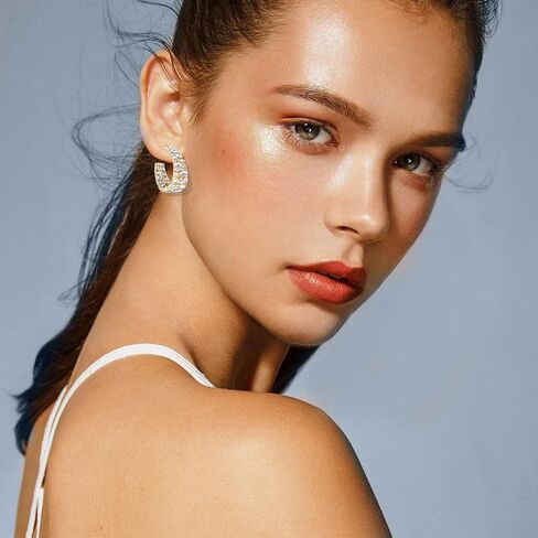 Statement Earrings for Women Bohemian Large Dangle Drop Hoop Earring Girls AB Rhinestone Crystal Sterling Silver Post in Saudi Arabia