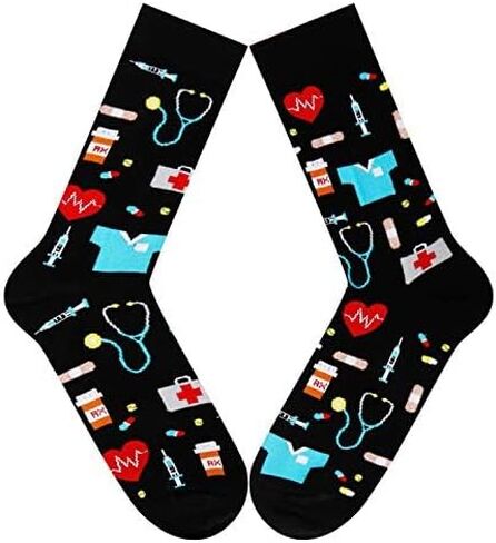 جوارب SOCKFUN للطبيب فلامنغو الأسنان والبيتزا والبرتقال والقطط والجيتار والجولف والهدايا للممرضة وطبيب الأسنان لمحبي الجيتار والقطط in Kuwait