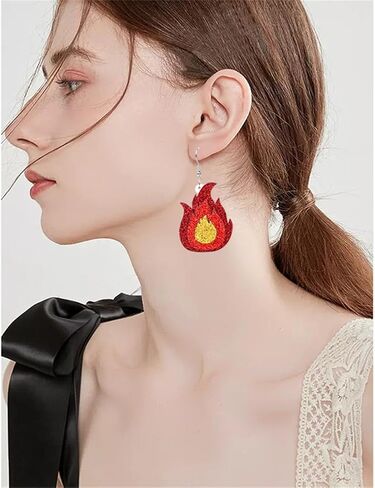 CHUNYANAN Boho خفيفة الوزن من الأكريليك المجوف لهب القلب المتدلي للنساء والفتيات، أقراط فريدة من نوعها على شكل لهب الحب على شكل قلب هدية مجوهرات in Kuwait