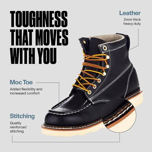 أحذية عمل من EVER BOOTS"Weldor" للرجال Moc Toe Construction Work Boots إسفين ناعم عند أصابع القدم وخفيف الوزن in Kuwait