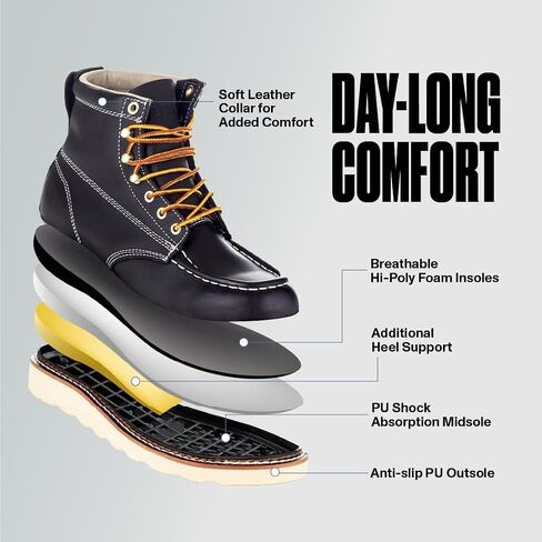 أحذية عمل من EVER BOOTS"Weldor" للرجال Moc Toe Construction Work Boots إسفين ناعم عند أصابع القدم وخفيف الوزن in Kuwait