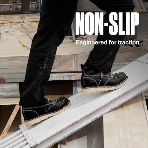 أحذية عمل من EVER BOOTS"Weldor" للرجال Moc Toe Construction Work Boots إسفين ناعم عند أصابع القدم وخفيف الوزن in Kuwait