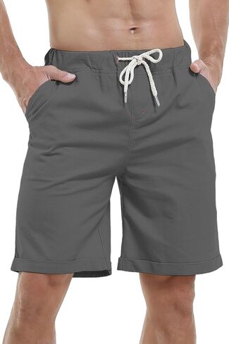 Hoerev Brand Men's Linen Casual Light Fit Shorts in Kuwait